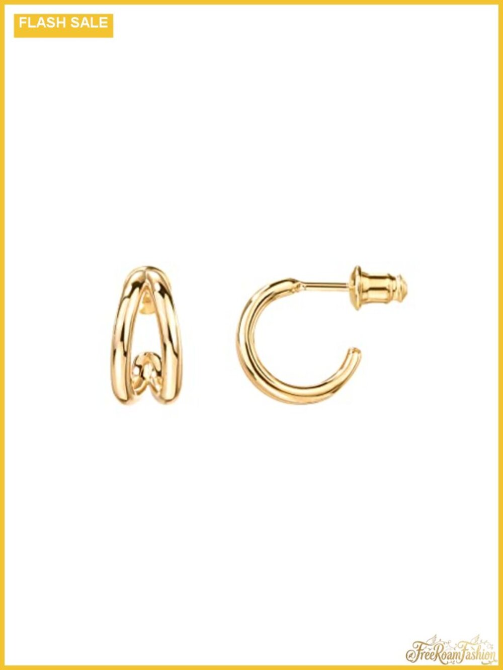 14K Gold Plated Split Huggie Hoop Earrings for Women